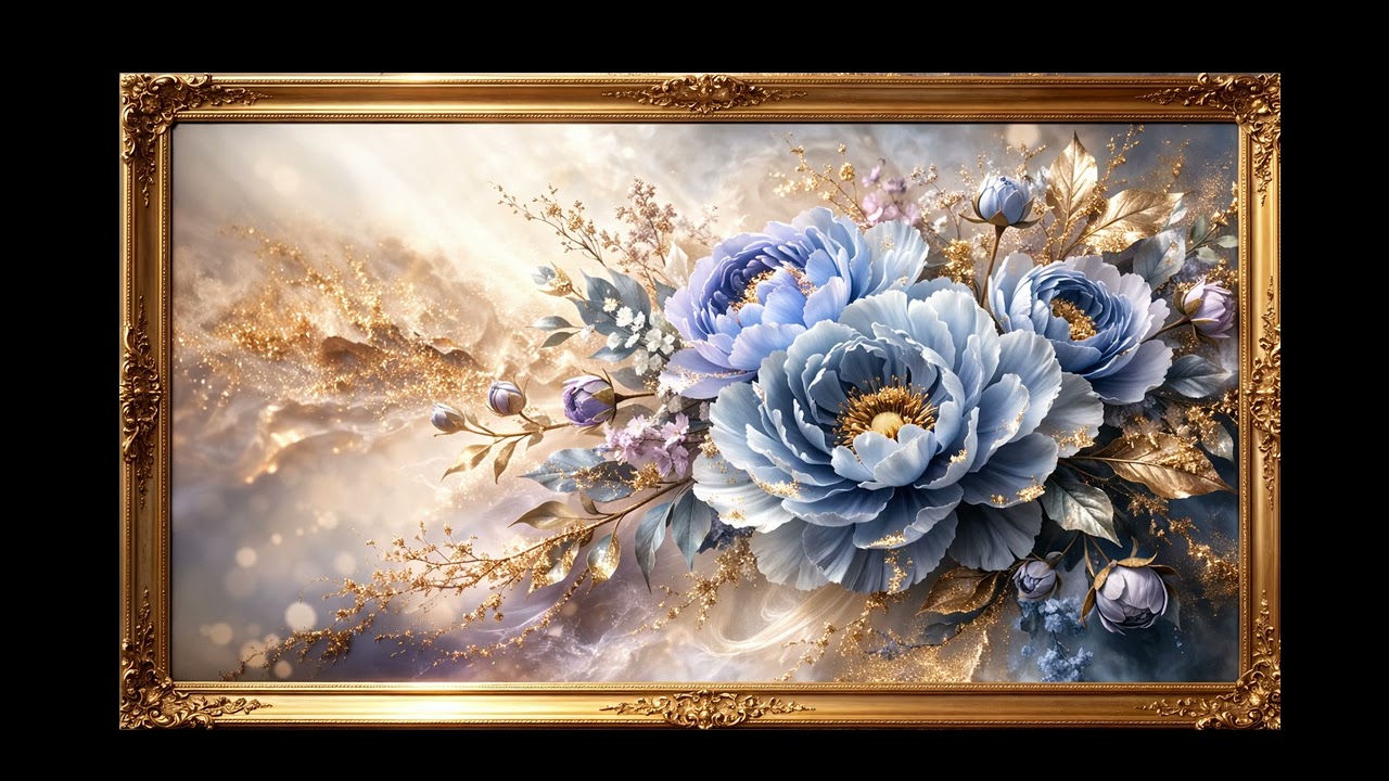 Luxury Bluefloral Frame TV wallpaper