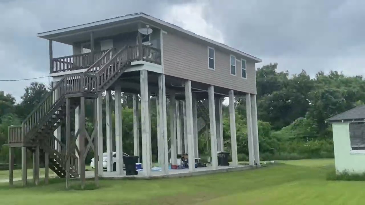 Houses on Stilts along the Mississippi River