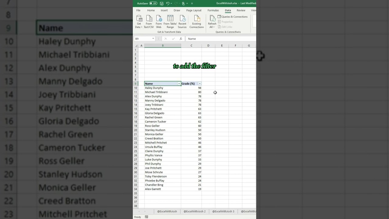 Совет Excel: сортируйте имена по алфавиту