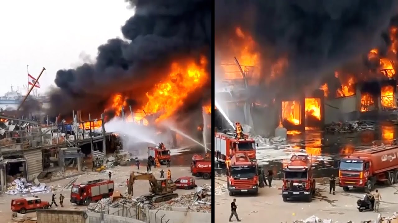 Huge Fire Breaks Out at Beirut Blast Site