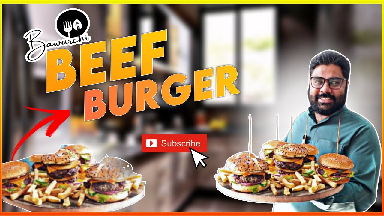Beef Burger | Rancher Style Beef Burger Recipe | Juicy Beef Burger | By Bawarchi