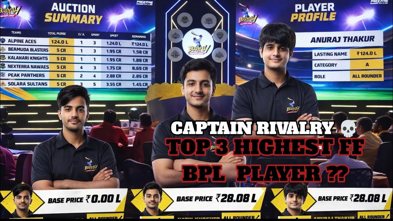 FF BOOYAH PREMIER LEAGUE 2026 AUCTION 💥 || TOP 3 HIGHEST PRICE PLAYER 😱 || CAPTAINS AGGRESSION 🔥
