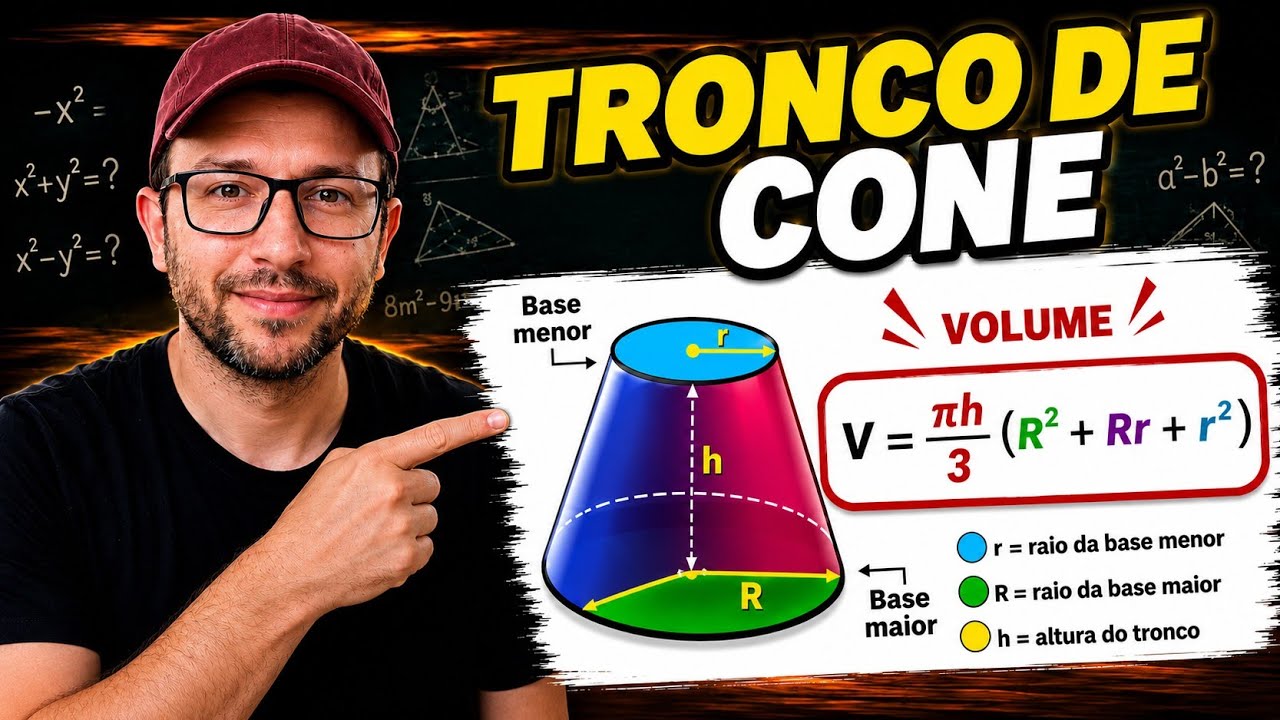 COMO Calcular VOLUME do TRONCO DE CONE, GEOMETRIA ESPACIAL, aula de Matemática| ENEM/ Concursos 