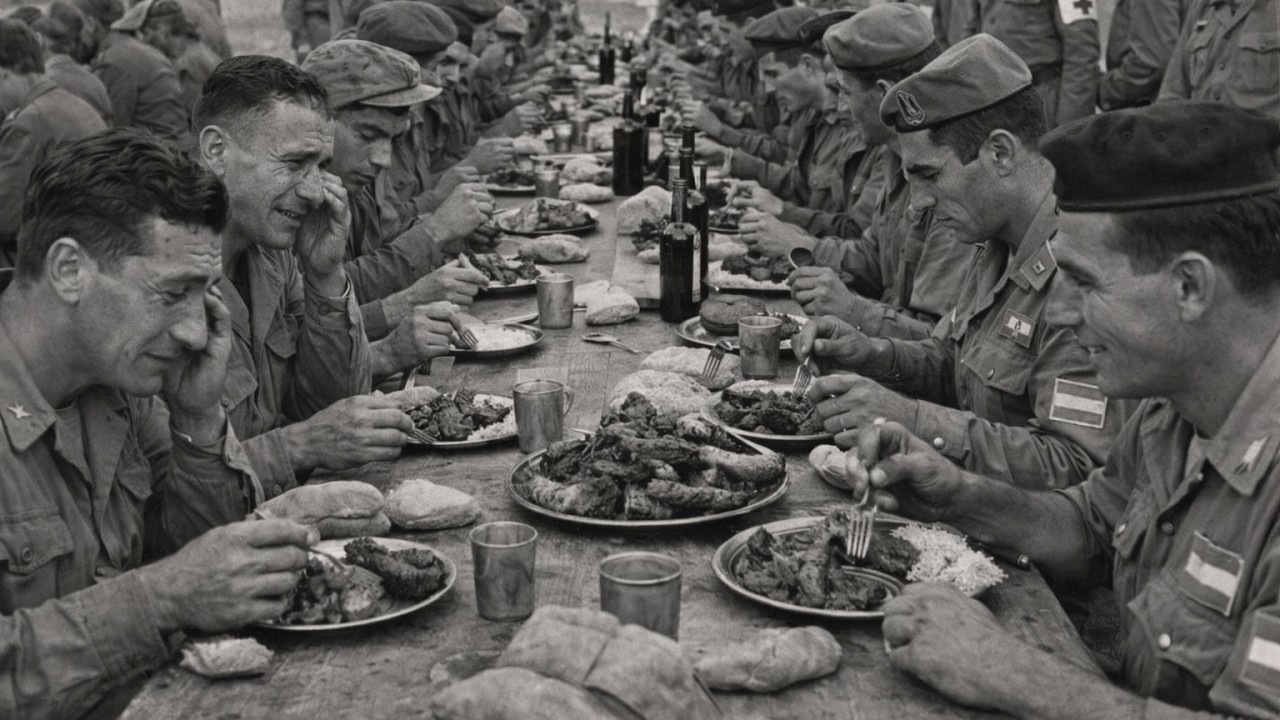 Prisioneros italianos en Argentina lloran al descubrir que comerían asado con sus guardias