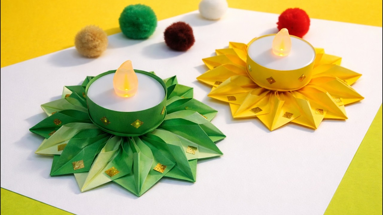 Festive Paper Candle Holder | Birthday & Party Table Decor | Easy Paper Craft DIY Teelichthalter