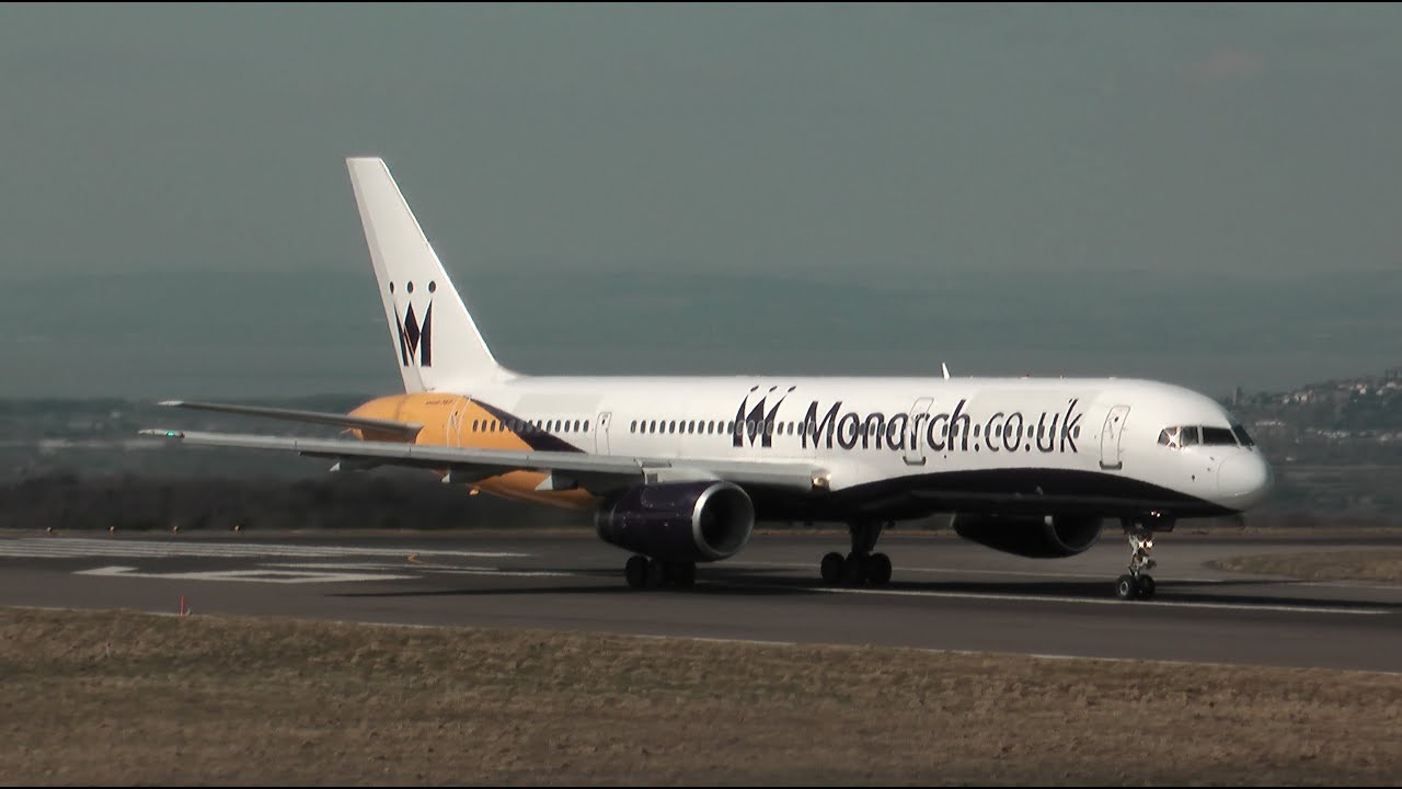 (HD) Rare Monarch 757 & others at Bristol Airport - 31/3/13