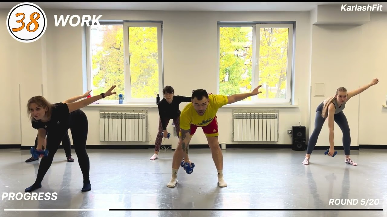 Силовая тренировка с гантелями на всё тело (только стоя) | Домашние тренировки для тонуса и силы