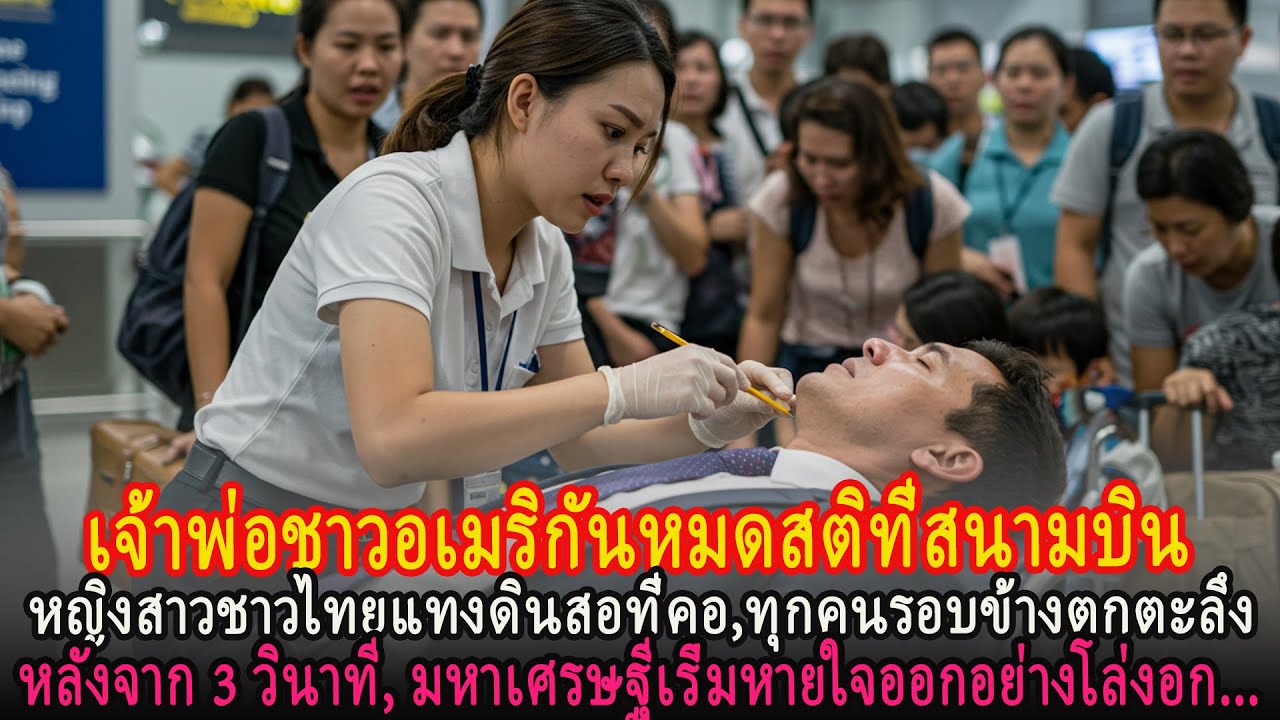 เจ้าพ่ออเมริกันหมดสติที่สนามบิน, หญิงไทยแทงดินสอที่คอ, 3 วินาทีต่อมา มหาเศรษฐีเริ่มหายใจได้...