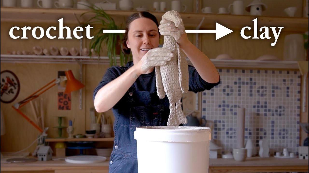 Turning crochet into ceramic 🧶