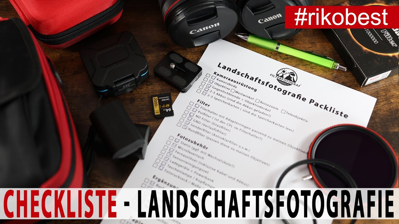 Landschaftsfotografie meine Ausrüstung, Kamera, Stativ, Filter usw - Checkliste / Packliste Download