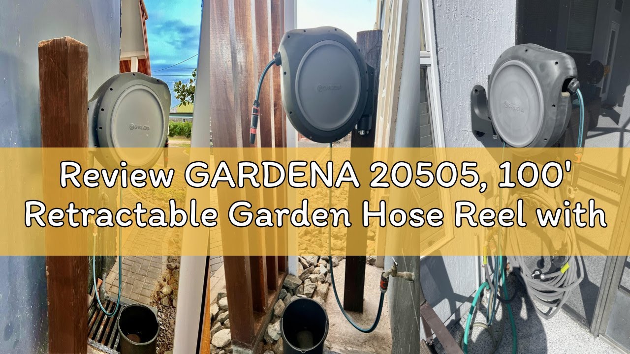 Review GARDENA 20505, 100' Retractable Garden Hose Reel with US Hose Threads - 100' x 1/2" hose, Aut