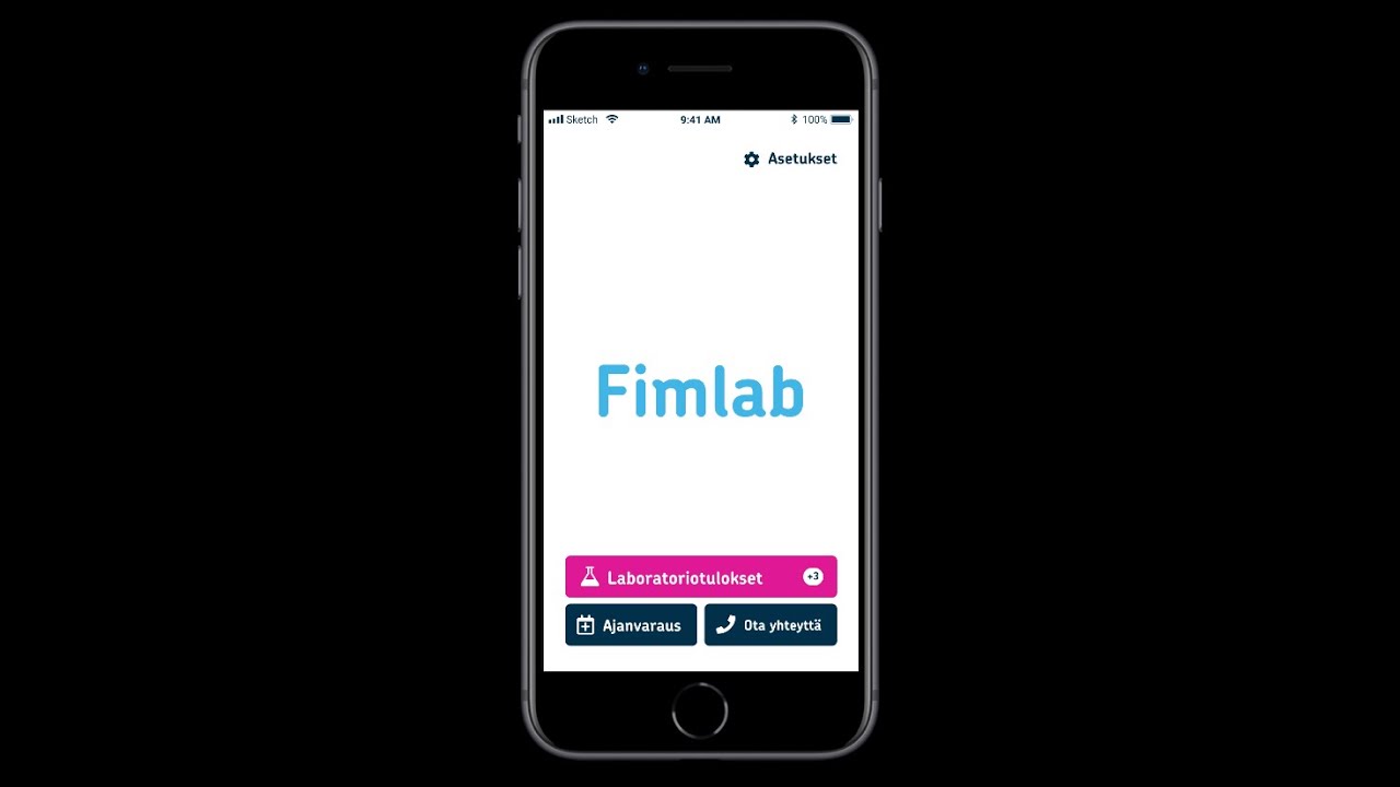 N&auml;in k&auml;yt&auml;t Fimlab-mobiilisovellusta