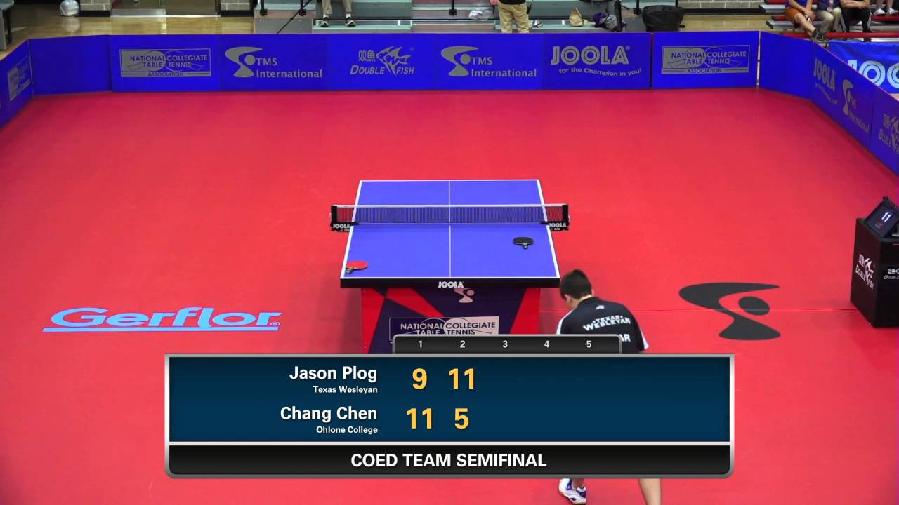 2016 NCTTA Nationals Coed Teams 1/2 Final - Jason Plog (Wesleyan) vs Chang Chen (Ohlone)