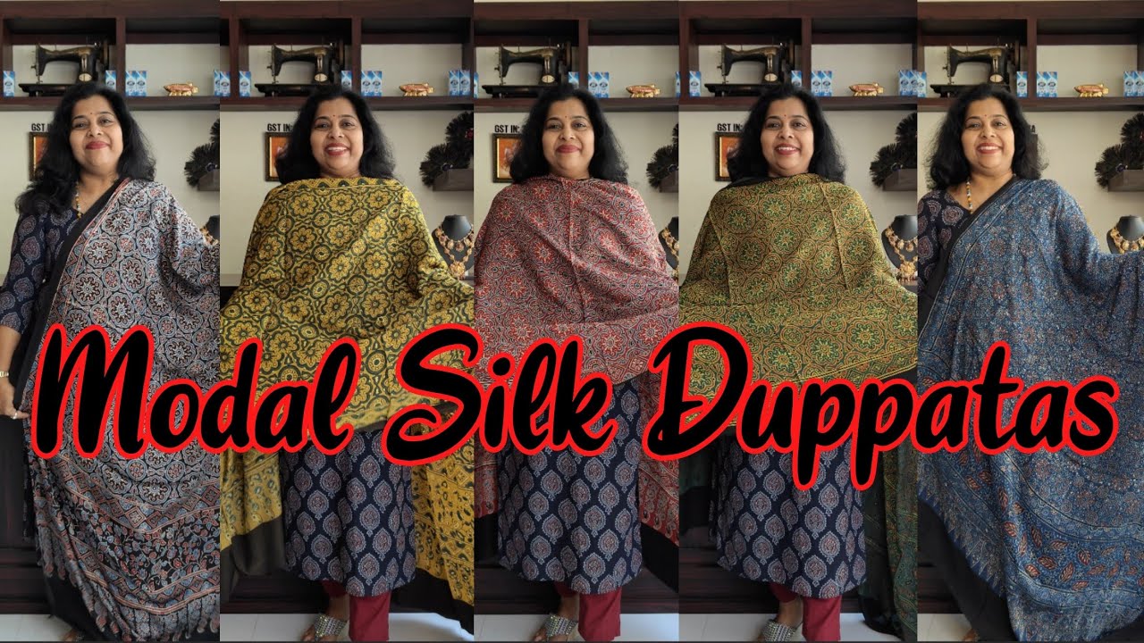 Modal Silk Duppatas ✨ Unjurus Lifestyle ❤️ Unstitched Churidar Materials 
