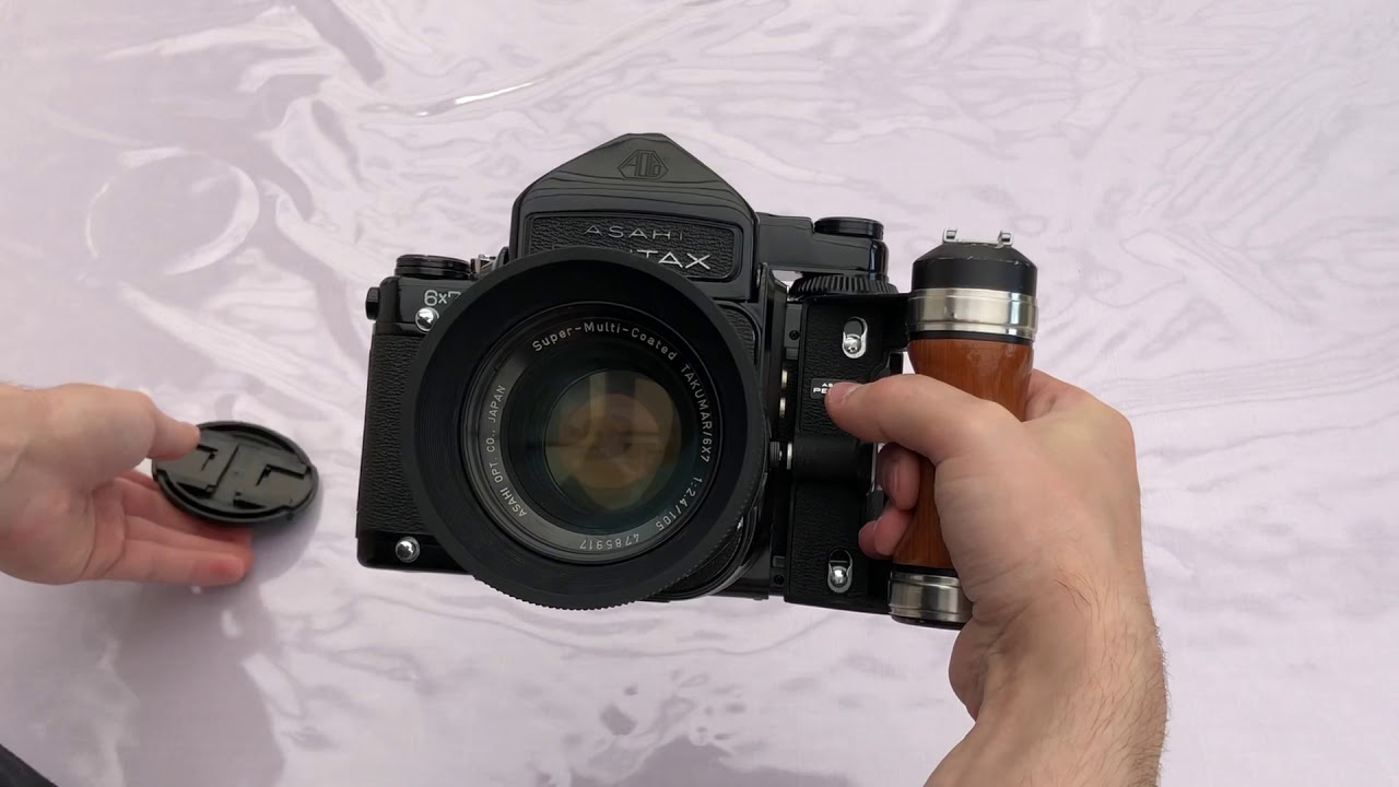 PENTAX 67 TTL MLU with Takumar 105mm f/2.4 and wooden grip
