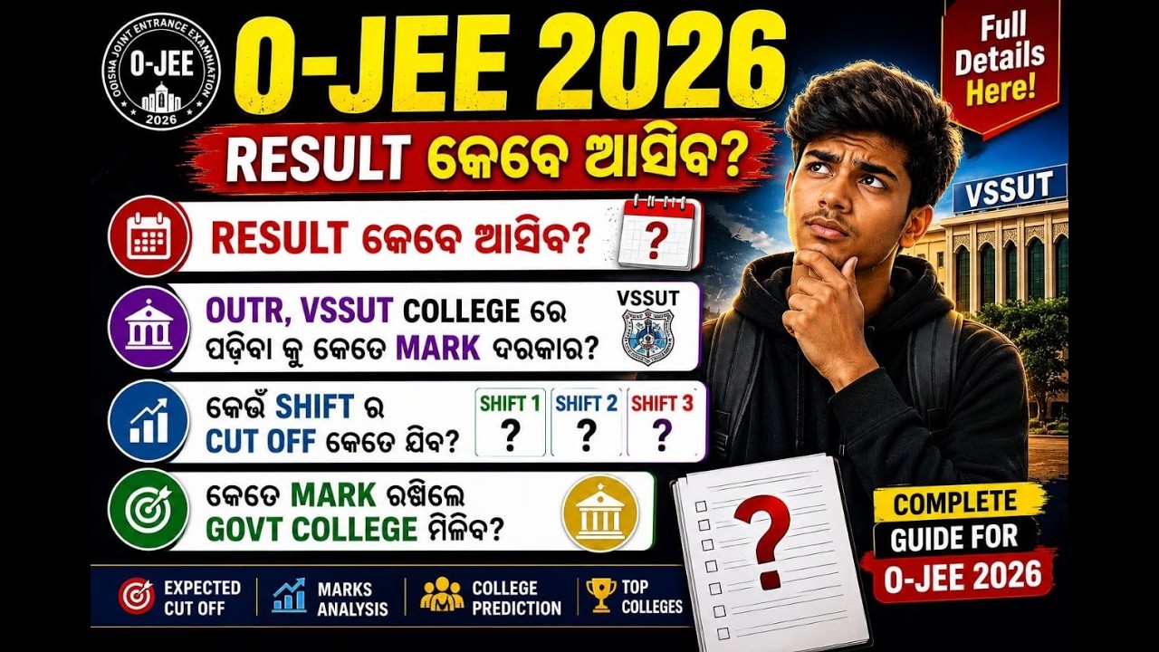 O-JEE 2026 RESULT RELEASE DATE ? CUT OFF MARK OF DIFFERENT SHIFT,MINIMUM MARK REQUIREFOR GOVTCOLLEGE