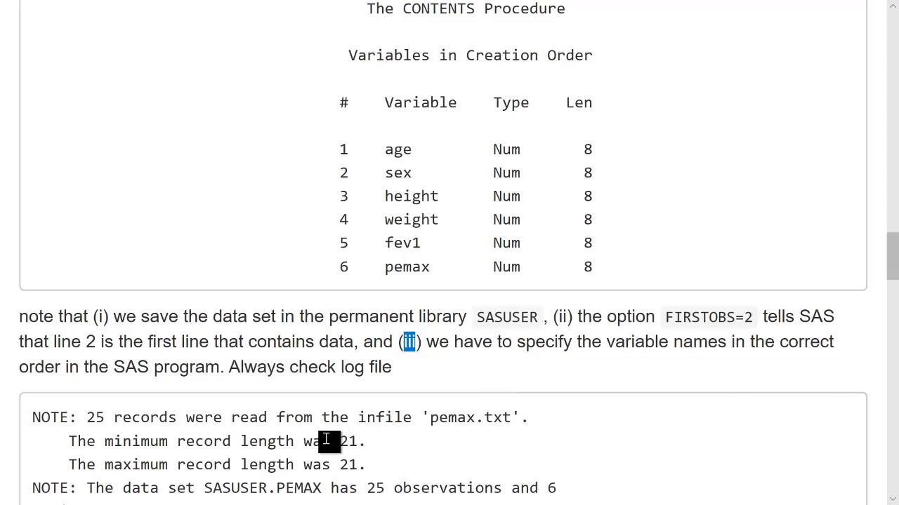 8A. Reading data into SAS - text data