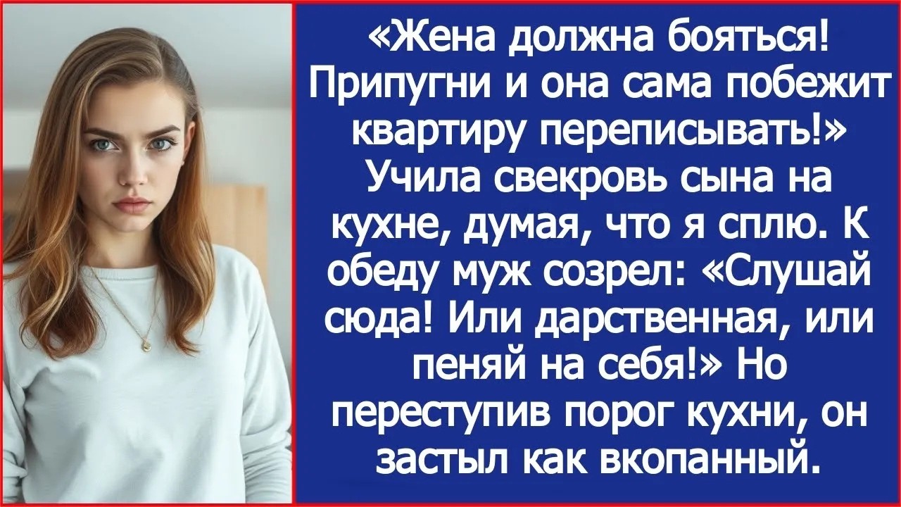 Припугни и она сама побежит квартиру переписывать!  Учила свекровь сына  К обеду муж созрел