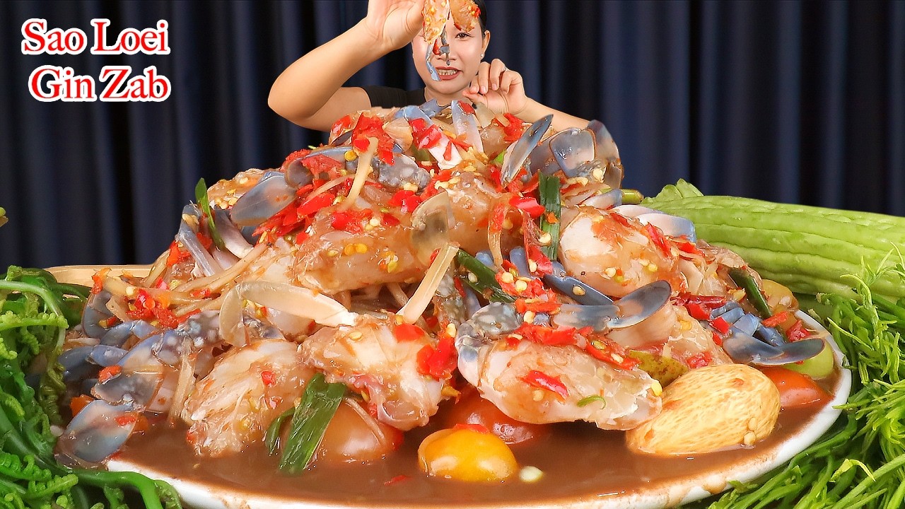 กินส้มตำปูม้าเผ็ดๆ‼️ปูสดหวานๆ ขนมจีนเหนียวนุ่ม ชะอม มะระ ผักกกูดแซ่บๆจ้า