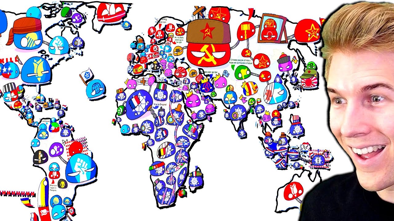 World Map but it's filled with Political Ideology Balls...