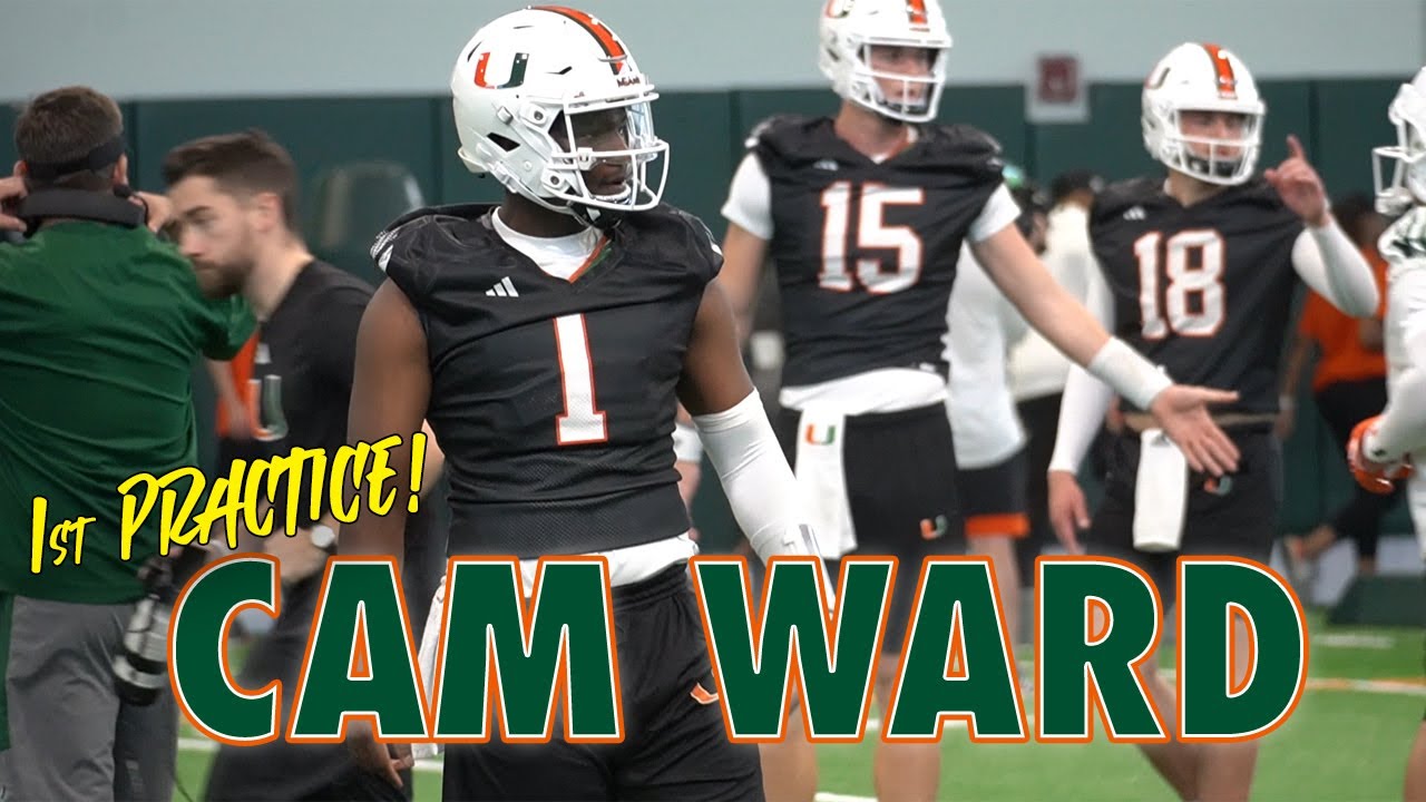 QB Cam Ward's First Spring Practice at Miami | Drills & Passes to Receivers