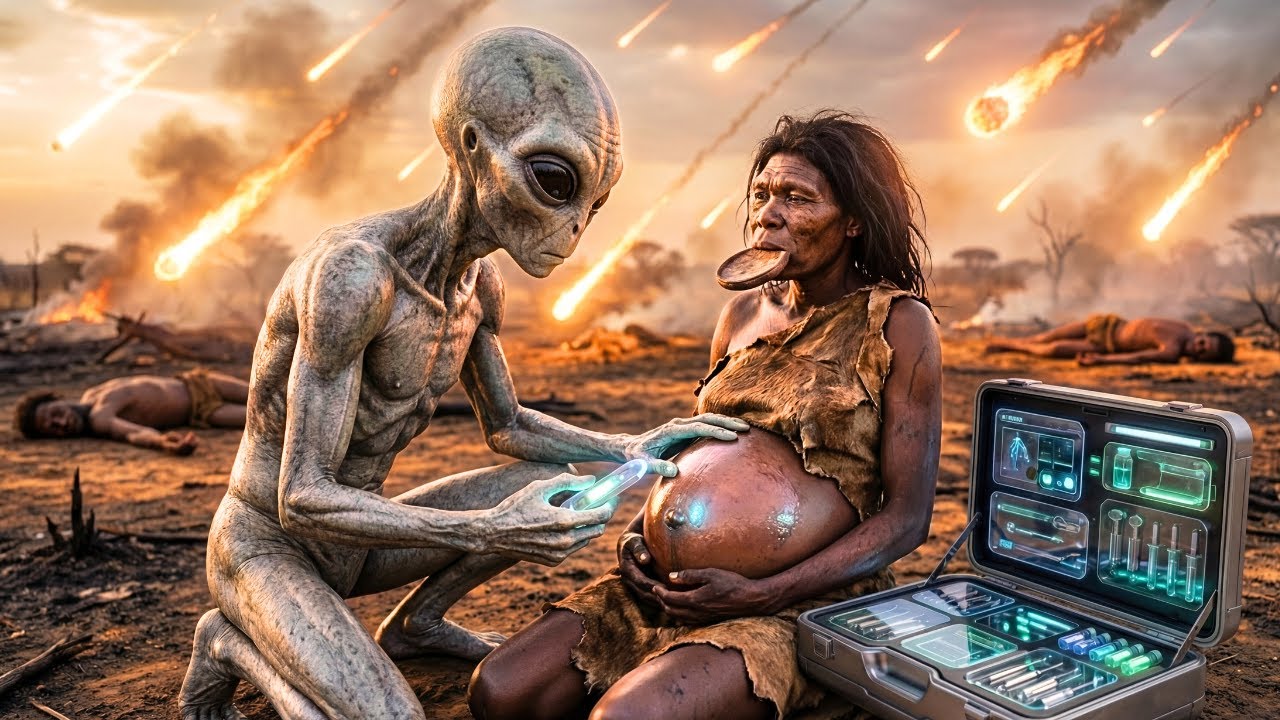 When a Meteor Destroys the Hominids and ONLY ONE Is Saved by an Alien