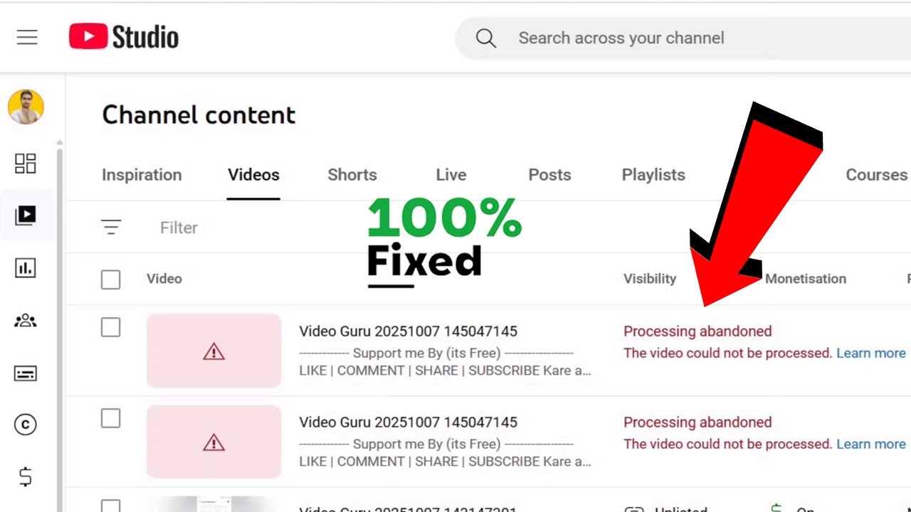 FIXED! Processing Abandoned YouTube Upload Error | YouTube Video Upload Nahi Ho Raha?