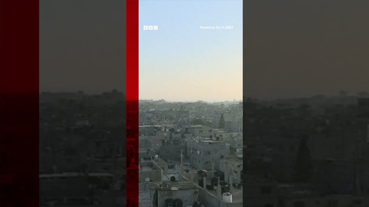 Moment temporary pause in fighting between Israel and Hamas began. #Israel #Gaza #Shorts #BBCNews