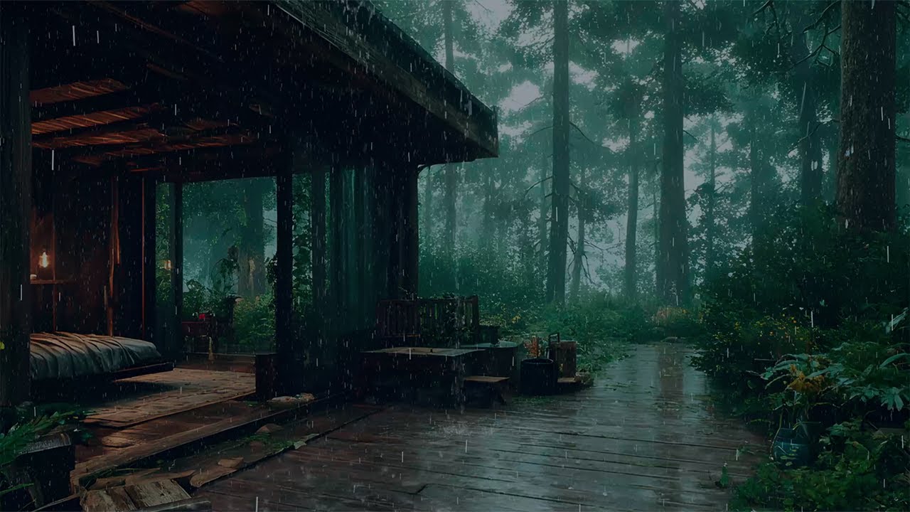 Gentle Rainy Night at a Quiet Forest Cabin 🌧️ (No Ads) | Dark Bedroom Sounds for Deep Sleep
