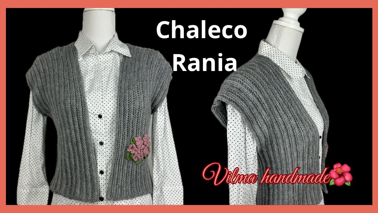 Chaleco de UNA SOLA PIEZA a crochet, estilo Bohemio con aplique floral, super fácil.