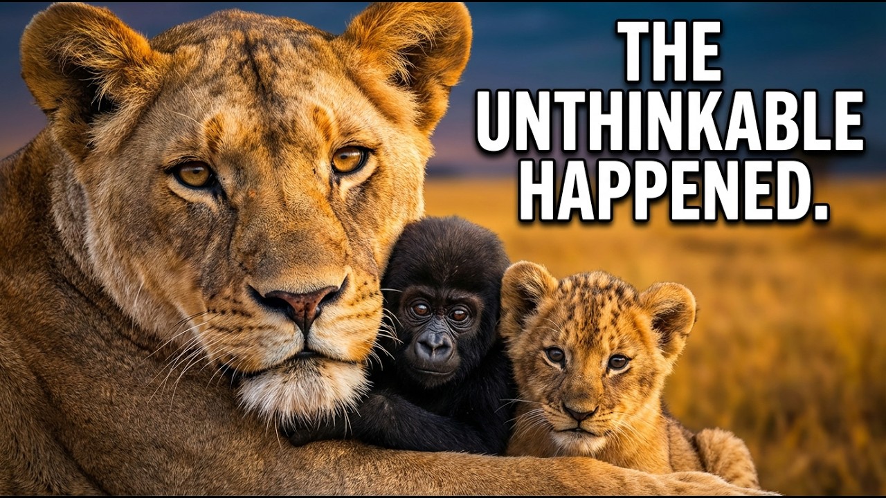Lioness Raised Baby Gorilla With Her Own Cubs, Months Later, Something Shocking Happened.