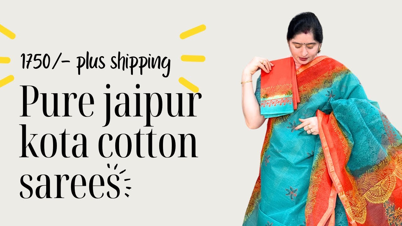 Jaipur Kota Cotton Sarees 🩵 Only ₹1750 + Shipping | Order Now! 📞 8885533515 ✨ Soft & Elegant Look 💖