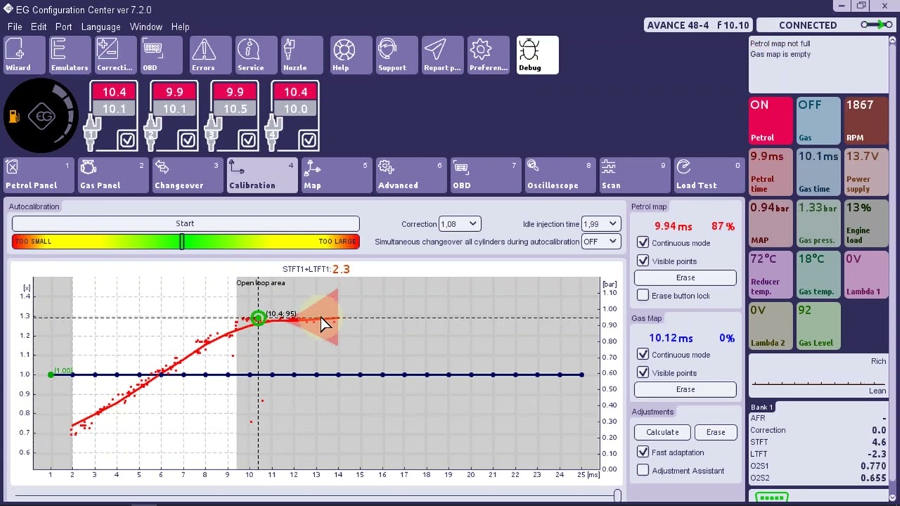 EG Configuration Center calibration with fast adaptation