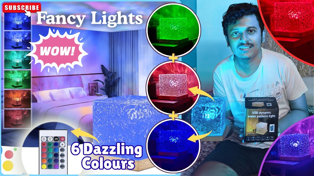 3D Ocean Wave Multi-colour LED Projector Lamp! ✨ | Acrylic Night Light Cube with Remote Control! 🌊