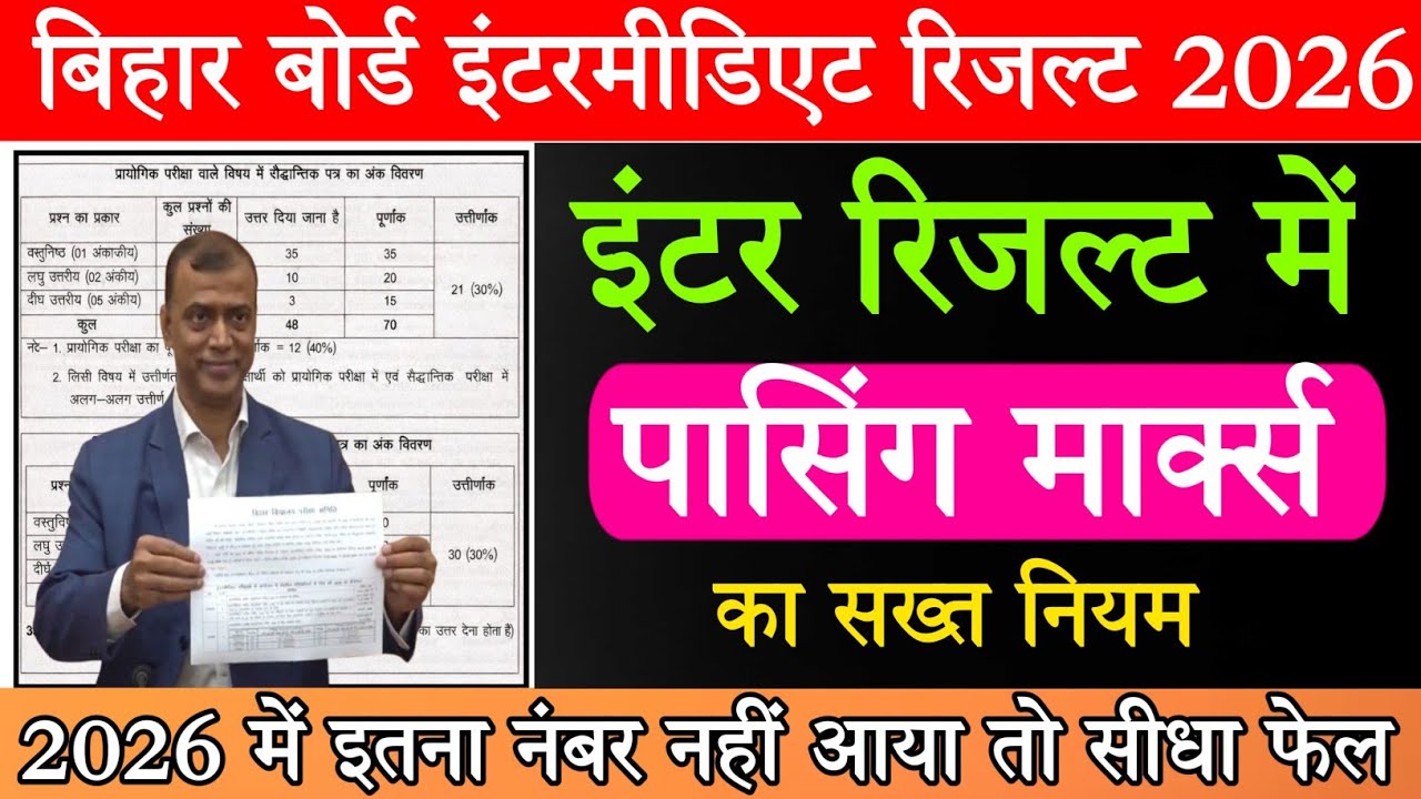 Bihar Board 12th Passing Marks 2026 😱 You will pass with this much marks Bihar Board inter result...