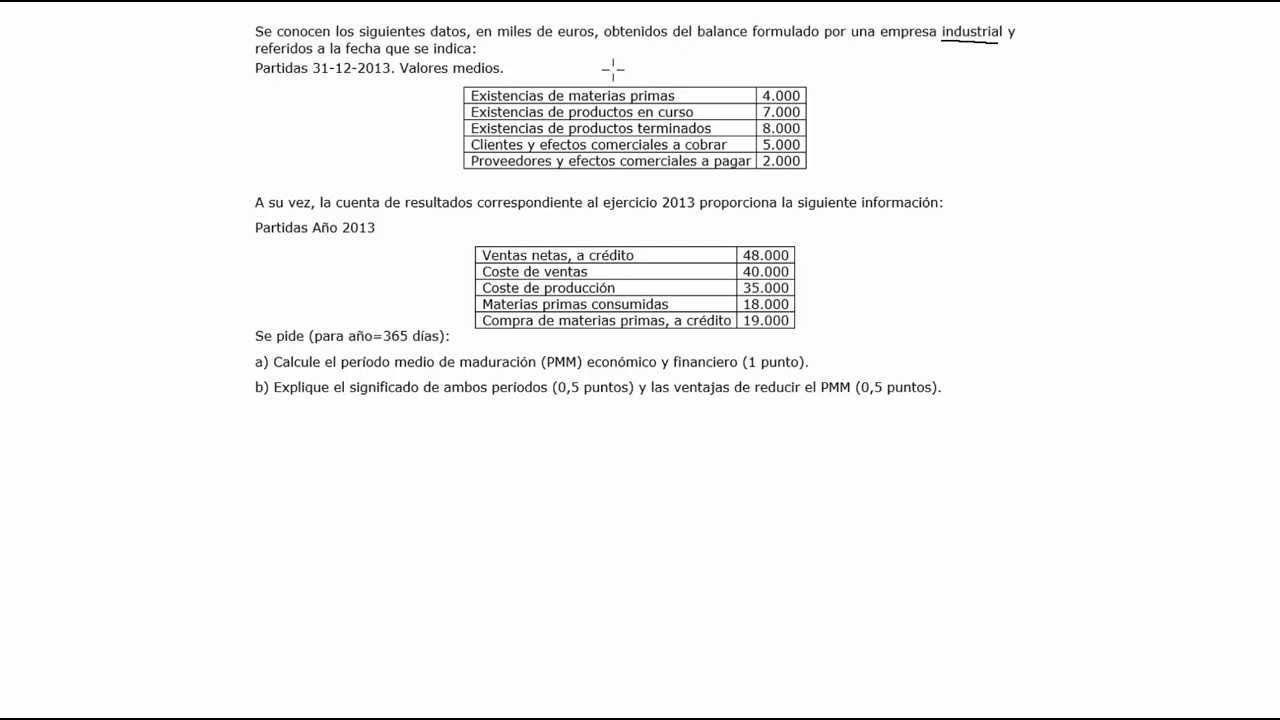 Tema 9: Periodo medio maduración (empresa industrial)