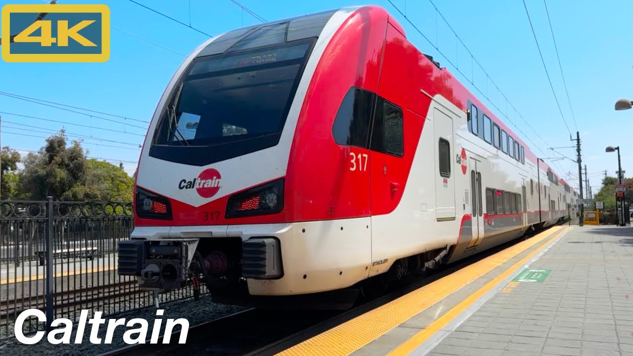Caltrain, San Francisco to Mountain View California, Stadler KISS, 4K Train Ride