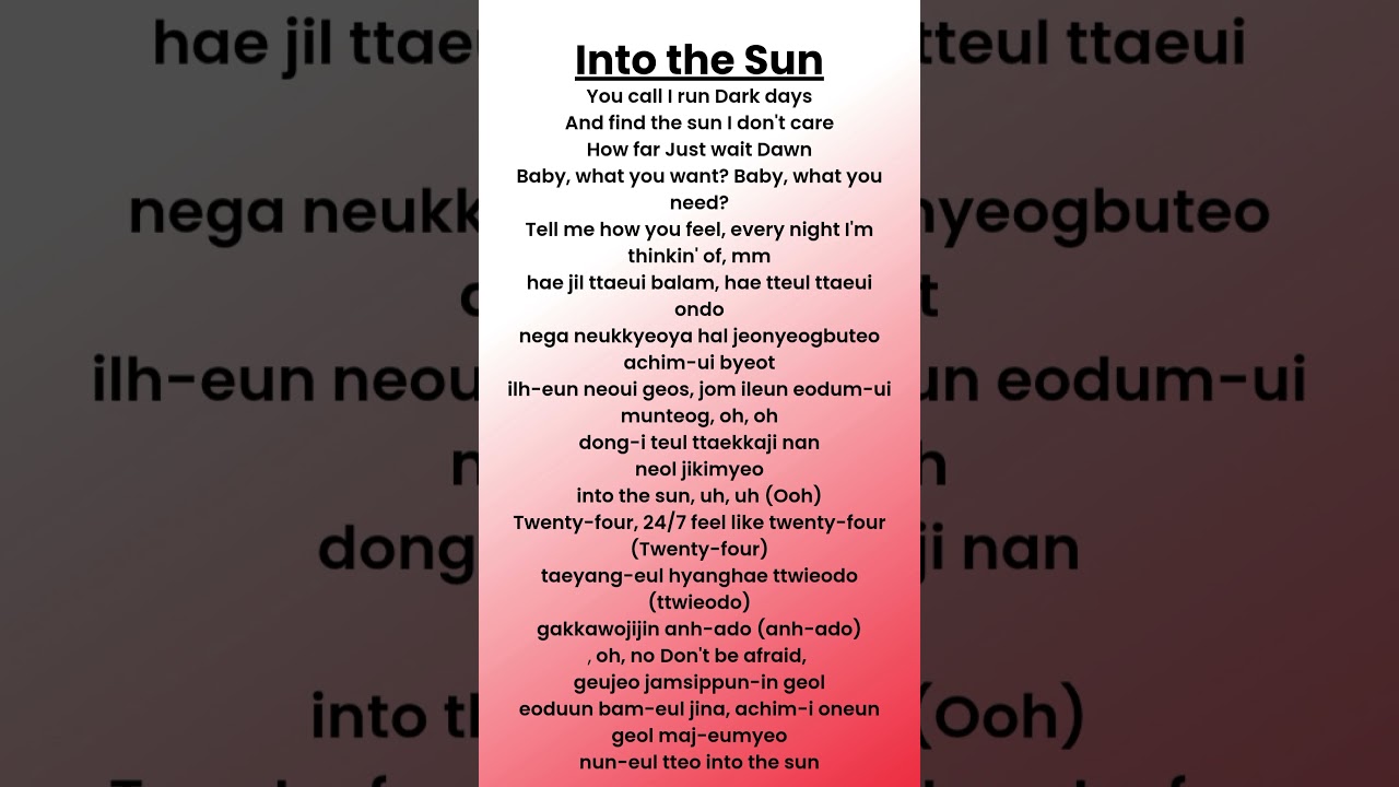 Into the Sun &ndash; BTS | Arirang Album Lyrics
