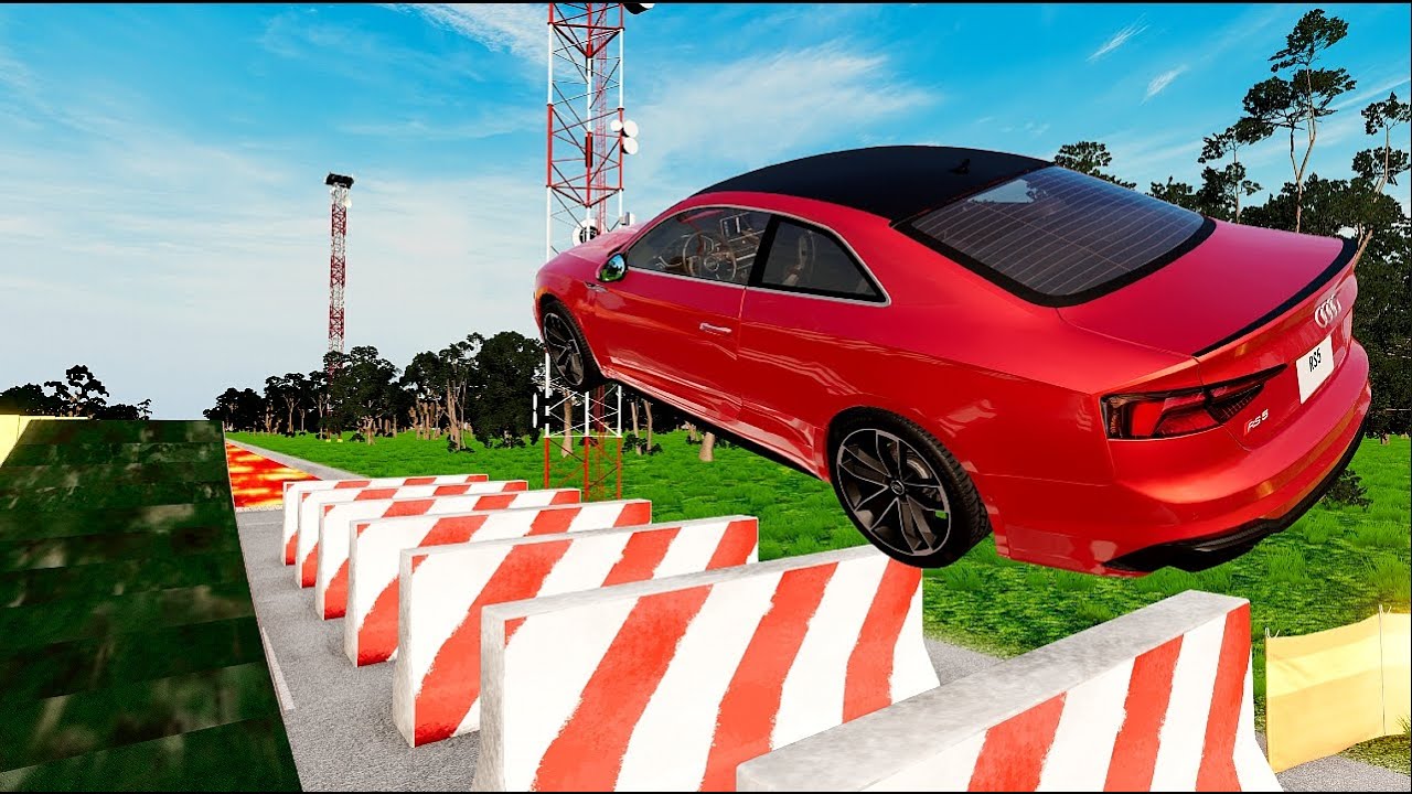 Cars Vs  High Mega Ramp Jump Parkour #4 - Speed Car Crash - BeamNG Drive