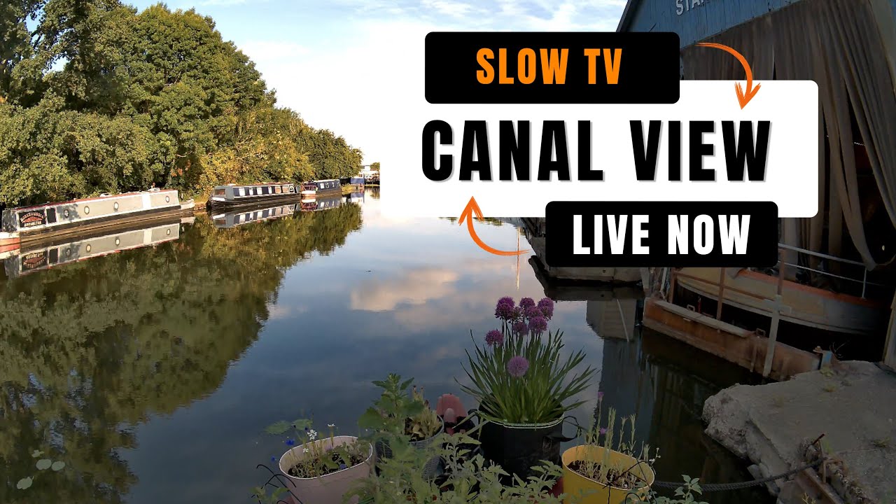 SLOW TV | Canal View Live with Passing Boats & Ambient Sounds 🚤🌿