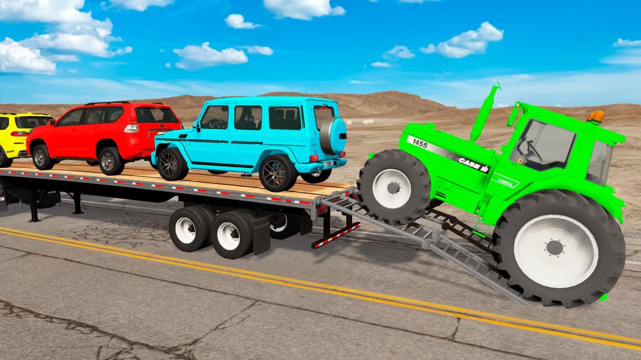 Flatbed Truck Mcqueen | Transportation with Truck - Pothole vs Car #6 - BeamNG.Drive