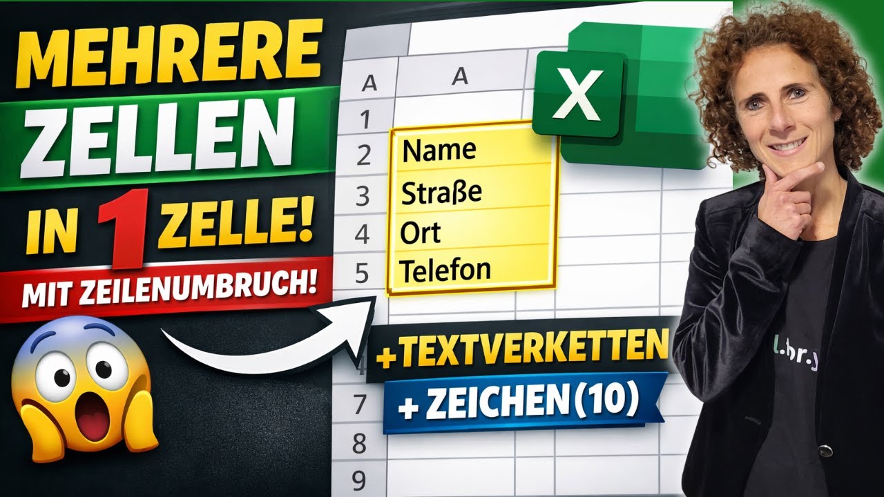 Excel Trick: Mehrere Zellen untereinander in einer Zelle anzeigen