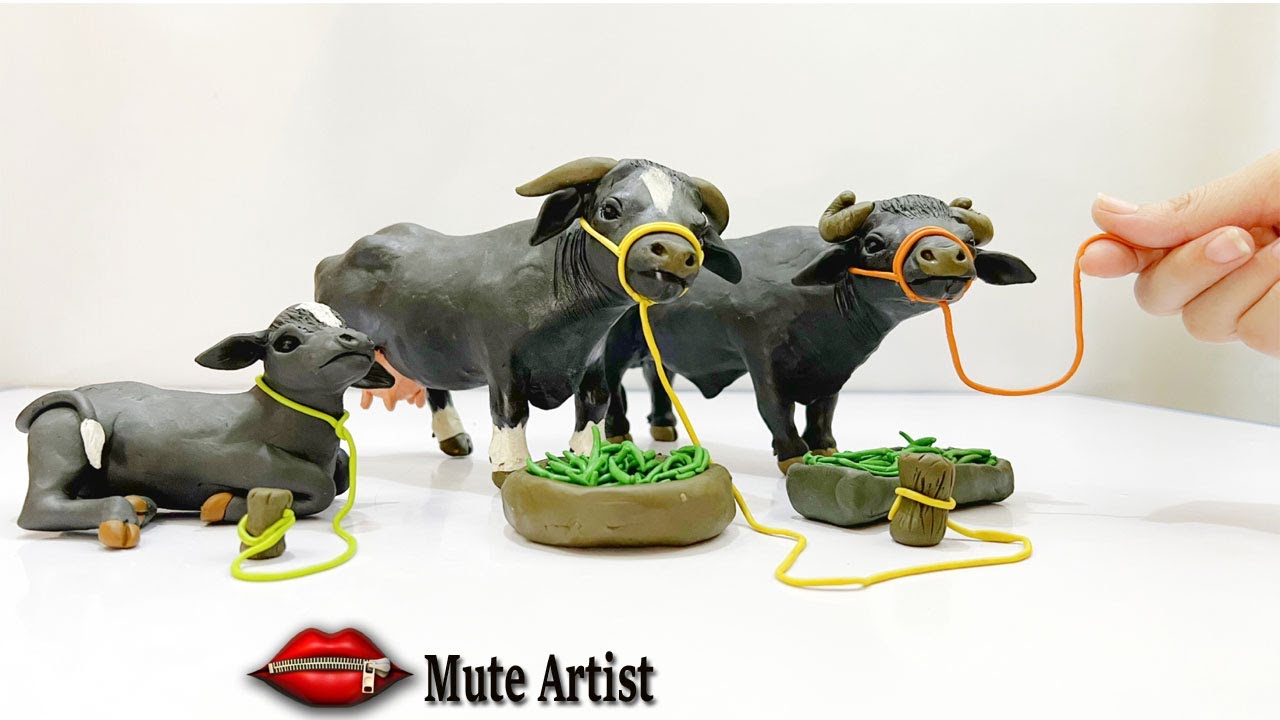 How to Make Buffalo Family with Clay | Clay Art for Beginners | DIY Clay Animals