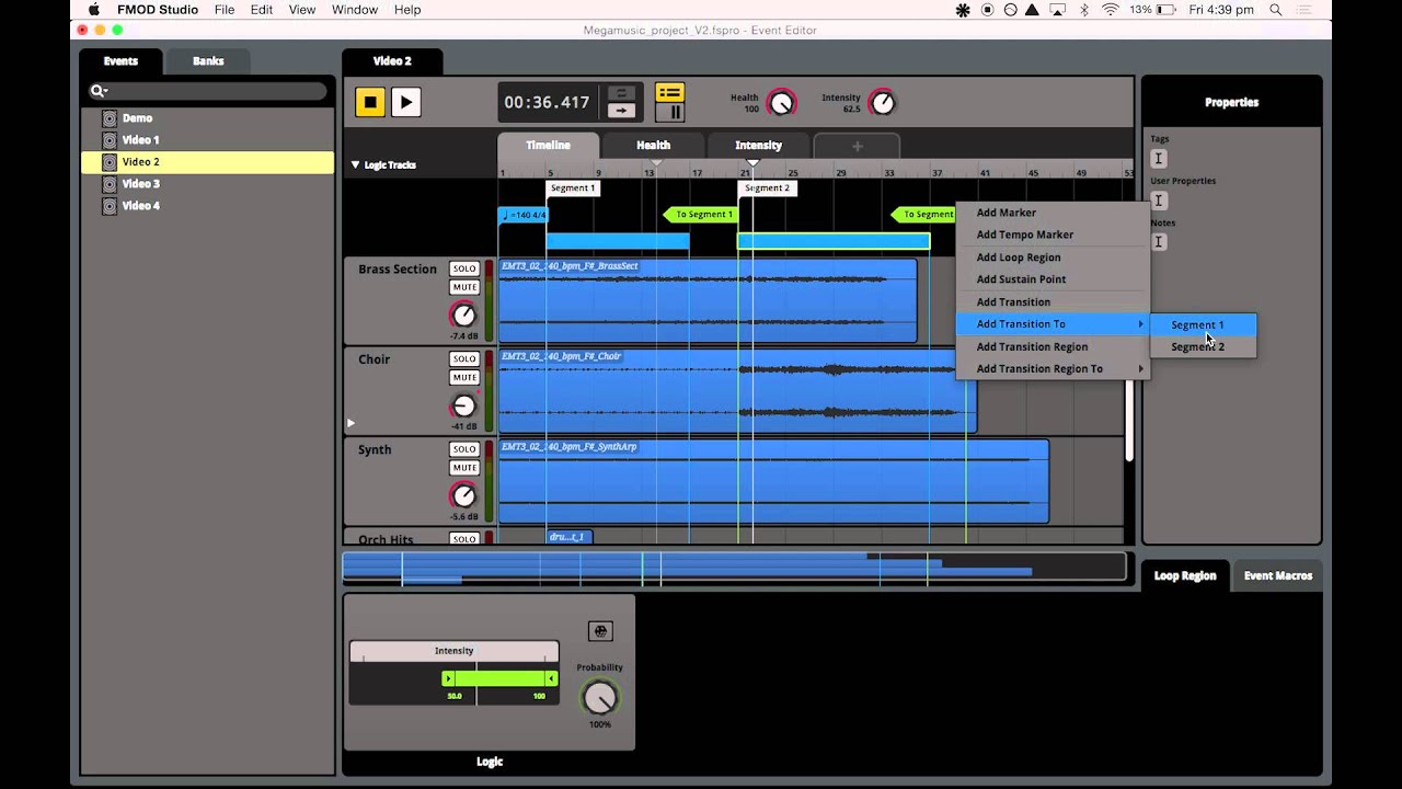 Adaptive Music in FMOD Studio: 3 - Transition Markers and Logic