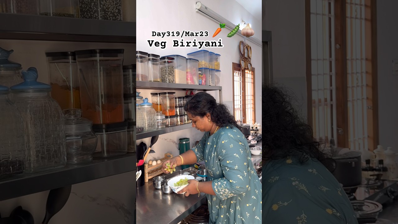 Day319:Veg Biriyani #food #cooking #tamil #recipe #home #lunch #kitchen #school #minivlog #shorts
