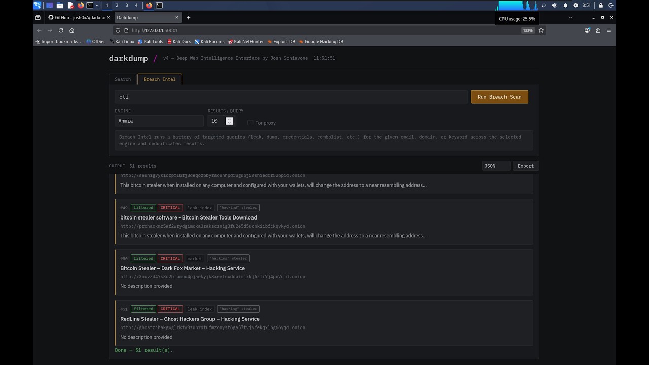 Инструмент OSINT DarkDump | Изучение разведывательной информации поисковых систем Tor