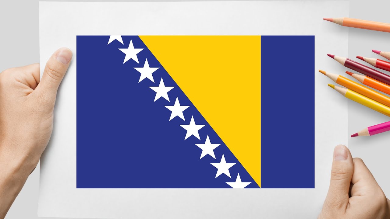 How to Draw and Color the Bosnia and Herzegovina Flag - Easy Step-by-Step Tutorial