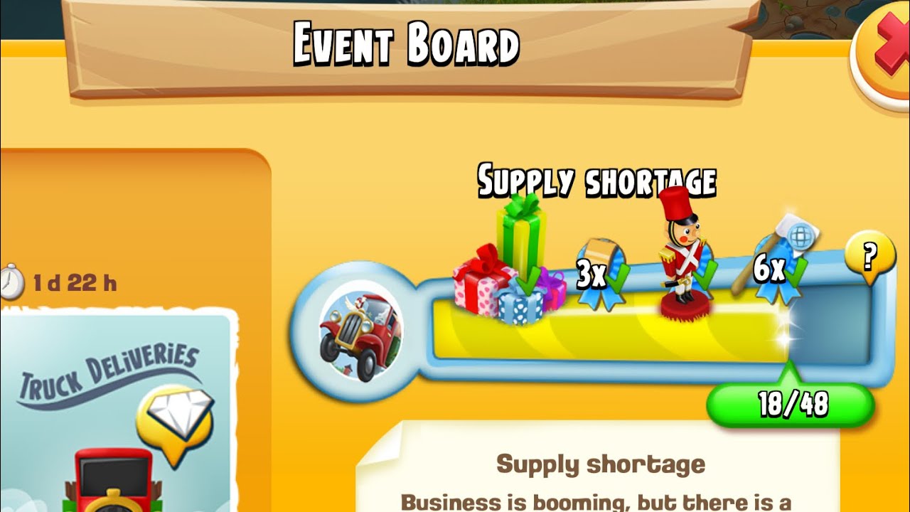 Truck deliveries | supply shortage| hay day