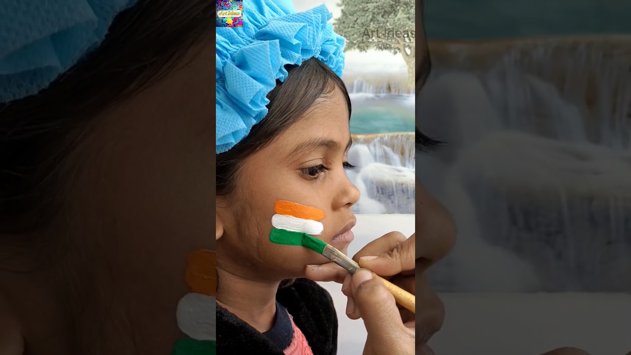 INDIAN FLAG FACE PAINTING 🇮🇳 | Republic Day Tricolor  FLAG Painting on Face 🧡🤍💚 