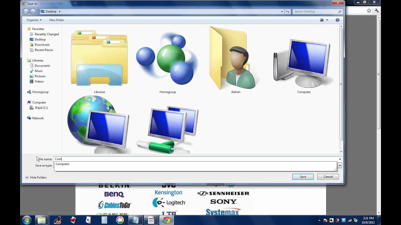 How do you save a page from the internet onto your desktop?